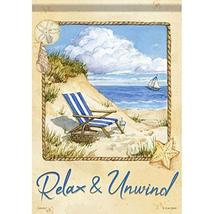 Relax and Unwind Beach House Flag-2 Sided Message, 28&quot; x 40&quot; - £23.57 GBP