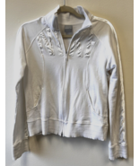 Nike Womens White Zip Front Jacket w Satin Logo &amp; Stripes SZ XL - £17.60 GBP