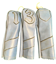 Leather Golf Wood Headcovers Set Of 3 Unbranded 1, 3, X In Nice Condition - $28.54