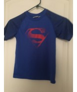 Superman Boys Short Sleeve Blue Red Activewear T-Shirt Crew Neck Size S - £23.06 GBP