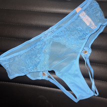 NWT Victoria&#39;s Secret S,M,L Cutout Panty Capri Blue GROMMET Lace - $29.69