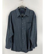 Indigo Palms Mens Dress Shirt Size Large Blue Tan Plaid Collared Button Up - $33.92 CAD