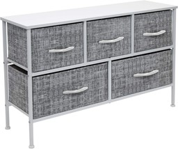 Sorbus Dresser With 5 Drawers - Furniture Storage Chest Tower Unit, Gray/White - £64.94 GBP