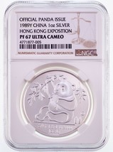 1989Y China 1 Oz. Silver Panda for Hong Kong Exposition NGC PF 67 Ultra Cameo - £829.11 GBP