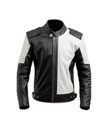 Chaqueta de motociclista genuina de cuero de cordero elegante blanca hec... - $174.71 CAD+