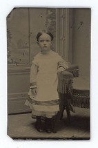 CIRCA 1860&#39;S 1/6 Plate 2.13X3.25 in Hand Tinted TINTYPE Adorable Little Girl - £12.41 GBP