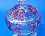 Westmoreland Vintage Clear Ruby Red Flash Grape Glass Candy Dish With Li... - $34.89