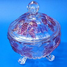 Westmoreland Vintage Clear Ruby Red Flash Grape Glass Candy Dish With Li... - £27.56 GBP