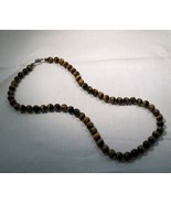 Vintage Mexico Navajo Tiger&#39;s Eye Bench Bead Necklace K372 - $65.34