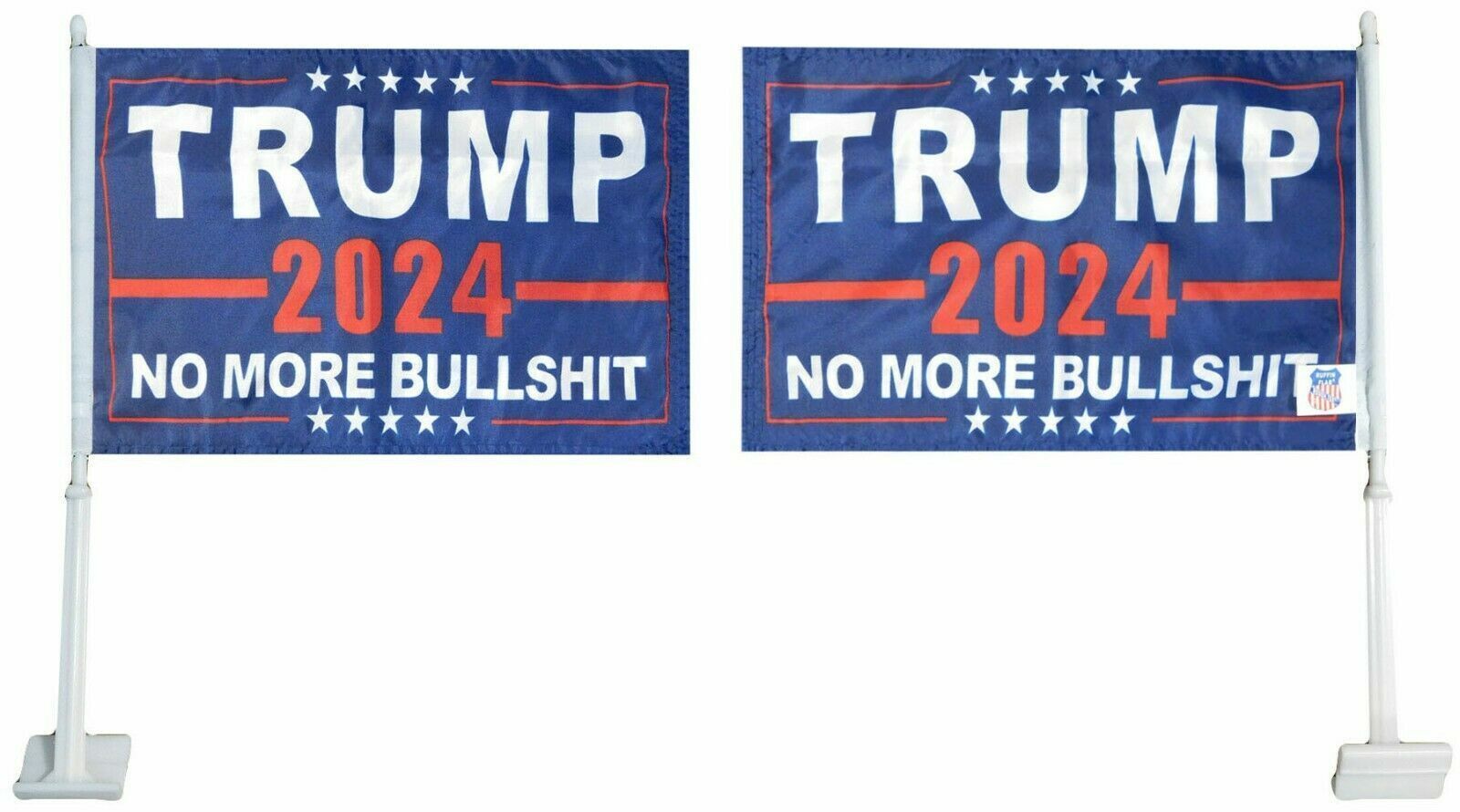 Trump 2024 No More Bull$Hit Blue 12"X18" 150D Nylon Double Sided Car Flag