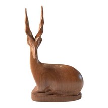 Vintage Hand Carved in Kenya Wood Impala Antelope Oryx Gazelle Deer Figu... - $28.02