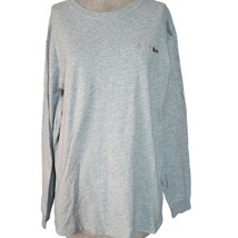 Gray Long Sleeve Cotton Paw Print Embroidered Tee Size Large  - £19.42 GBP