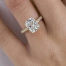 2.98 CT Elongated Cushion Cut Wedding Ring, Hidden Halo Anniversary Ring - £95.51 GBP