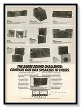 Sabre Sound Box Speakers Stereos Print Ad Vintage 1989 Magazine Advertisement - £7.62 GBP