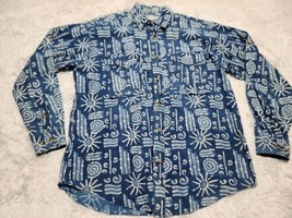 Orvis Button Down XXL Swirls Lines Roll Up Long Sleeves Graphic AOP L Sh... - $16.08