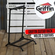 Three Guitar Rack Stand by GRIFFIN | Floor Storage Holder for Multiple Guitars | - £26.58 GBP