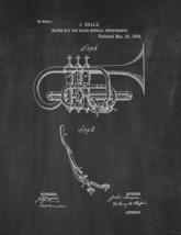 Brass Horn Patent Print - Chalkboard - £6.13 GBP+