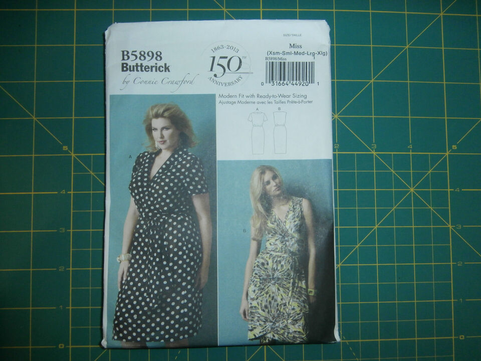 Butterick 5898 Size Xsm-Xlg Misses' Wrap Dress Connie Crawford - $12.86