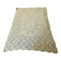 Crochet Large Banquet Picnic Tablecloth Cottage Core Green Floral 51”x72... - $46.74