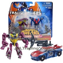 Year 2013 Transformers Beast Hunters 2 Pk Legion Figure Cindersaur &amp; Smokescreen - £31.85 GBP