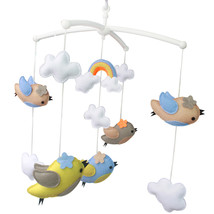 Flying Birds and Rainbow Handmade Baby Musical Crib Mobile Boys Girls Nursery Ha - £67.75 GBP