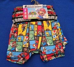 Super Mario Brothers Boys 4 Pack Boxer Briefs Size XS (4-5) NIP  - $13.36