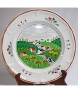 Vintage Newcor Stoneware Dinner Plate COUNTRY VILLAGE Colorful Pretty Ja... - $11.64