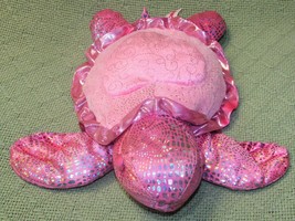 Aurora Pink Tara Turtle Plush 10&quot; Shiny Glitter Shell With Heart Stuffed Animal - £6.41 GBP