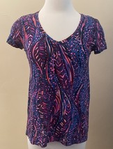 Lilly Pulitzer Etta V-Neck Top Short Sleeve Multicolored Size XXS - $259.98 MXN