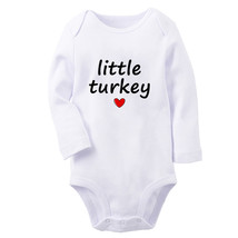 Little Turkey Thanksgiving Rompers Baby Bodysuits Newborn Infant Long Jumpsuits - £8.86 GBP