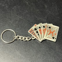1987 Pewter Poker Keychain Ten Jack Queen King Spades Flush Straight USA - £11.86 GBP