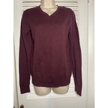 Marc Anthony cotton/cashmere v neck sweater Small Maroon ribbed preppy - $12.20