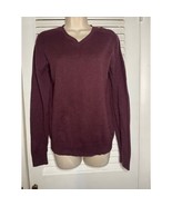 Marc Anthony cotton/cashmere v neck sweater Small Maroon ribbed preppy - $16.73 CAD