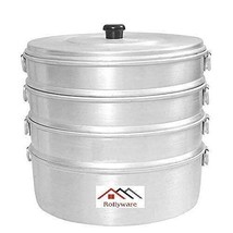 4-Tier Aluminium Full Size Momos Steamer (5 Ltr, Silver) with Handles, Durable - £46.38 GBP