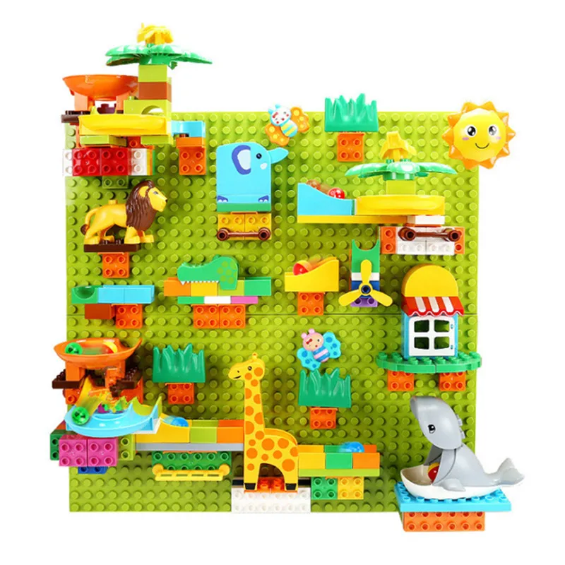 200PCS Big Marble Run Building Blocks Wall Jungle Animal Slide Rolling Ball Maze - £83.87 GBP