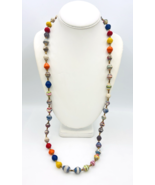 Handcrafted Uganda Multicolor Paper Bead Necklace 34 in Long - $15.84
