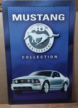 Vintage Silver Mustang 40th Anniversary Collection Tin Sign Garage Workshop - £18.09 GBP