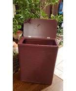 Vtg Purple Maroon Rattan/Wicker Clothes Laundry Hamper ~Basket w/ Hinged... - €36,80 EUR