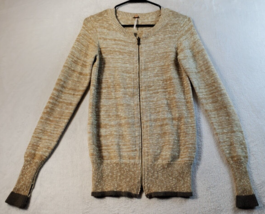 Free People Cardigan Sweater Womens Size XS Brown Cotton Long Sleeve Full Zipper - £21.62 GBP
