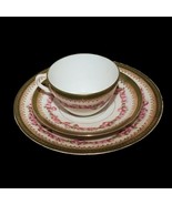 Antique Tea Cup Saucer Floral Gilded Hand Painted Porcelain Victorian MZ... - £63.24 GBP