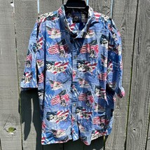 Cotton Traders Sport Button Up S/S Shirt Americana Mt. Rushmore &amp; Capitol Men 2X - £15.49 GBP