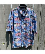 Cotton Traders Sport Button Up S/S Shirt Americana Mt. Rushmore &amp; Capito... - £15.28 GBP