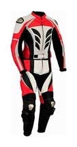 Men Black White Red Leather Motorcycle Pant Suit With Safety Pads Speed Hump - £231.56 GBP