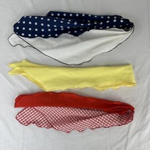 Vtg Lot Of 3 Head Neck Scarf Wrap Ties 1960&#39;s 1970&#39;s Retro Mod Red Blue Yellow - £27.21 GBP
