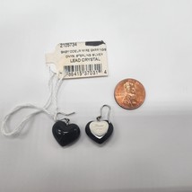 Baccarat Crystal Onyx Heart Earrings Coeur Sterling Silver Wire Drop 1.2... - $3,424.91 MXN