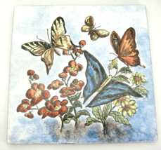 Vintage Italian Pottery Butterflies Tile 7.75&quot; Ceramica F Marazzi Sassuolo Italy - £7.39 GBP