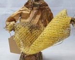 Vintage Mexican Folk Art Paper Mache Sculpture Old Woman Holding Fishing... - $34.62