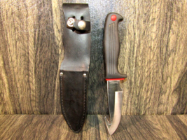 Vintage Kershaw Kai Japan 1014 Game Gut Hook Hunting Knife W/Leather Sheath - £38.87 GBP