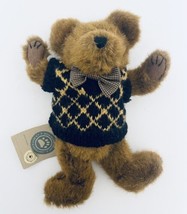 Boyds Bears J. B. Bean Series Brown Jointed Teddy Gingham Bow &amp; Sweater 1985-98 - £15.14 GBP