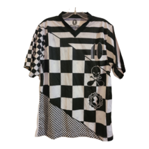 LEROY JENKINS Checkered Soccer Football Jersey L Black White Short Sleev... - £19.01 GBP